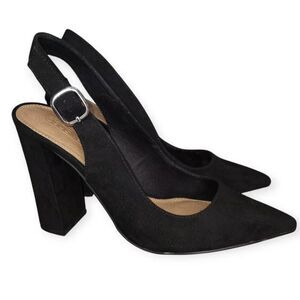 ASOS DESIGN PARSON SLINGBACK HIGH BLOCK HEELS IN BLACK SZ.7 EUC.